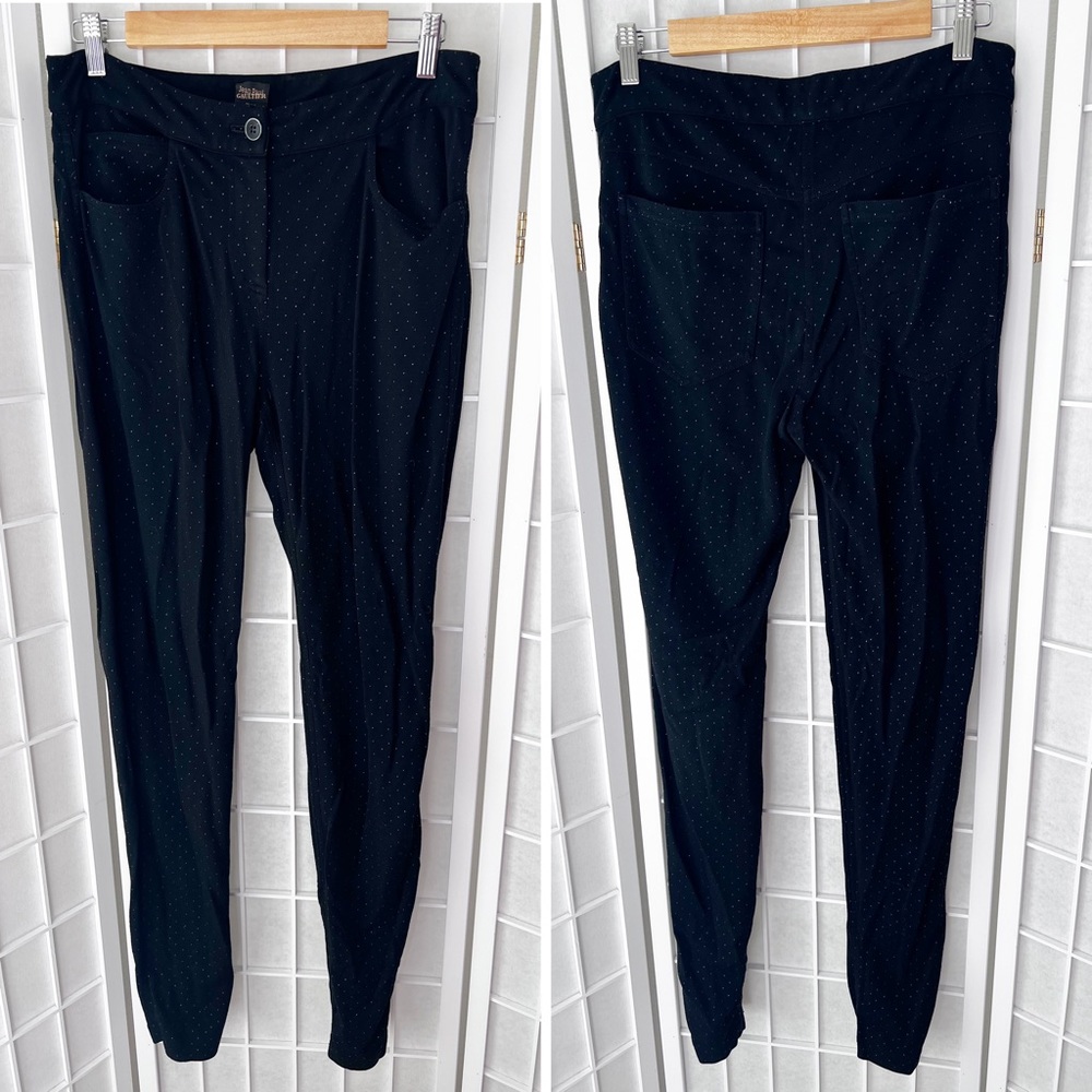 Jean Paul Gaultier Femme Black Dotted Stretch Skinny Dress Pant